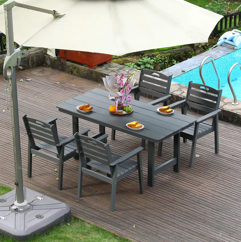 HDPE Outdoor Patio Dining Set with Table and Four Chairs by HouseOfZazla
