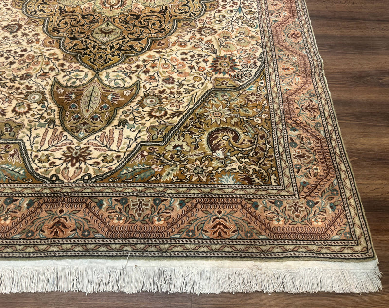 Turkish Sivas Rug 6x9, Floral Medallion, Vintage Handmade Wool Carpet by Jewel Rugs