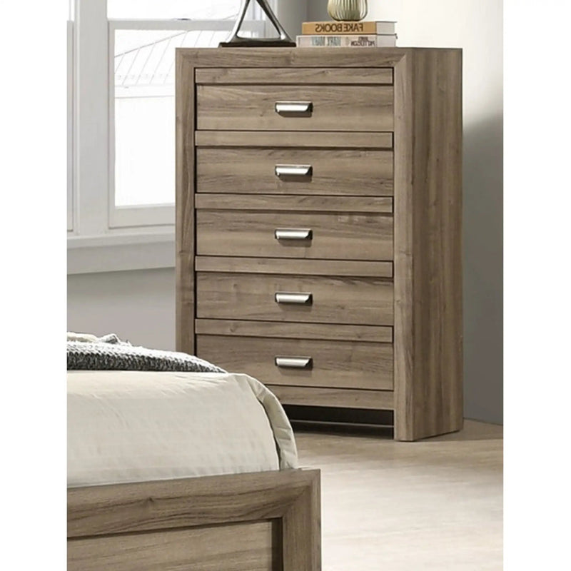 5 Drawer Storage Chest With Pulls - Light Brown by HouseOfZazla