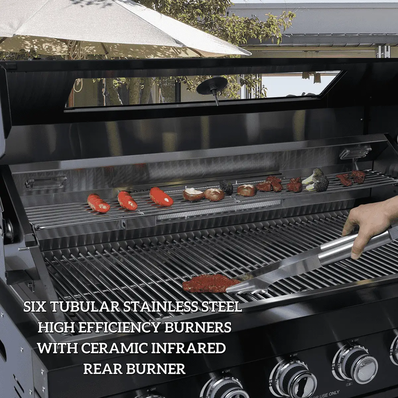 NG 85" 4-Burner 72,000 BTU Black Outdoor Kitchen Island Grill + Refrigerator + Sink by Chery Industrial