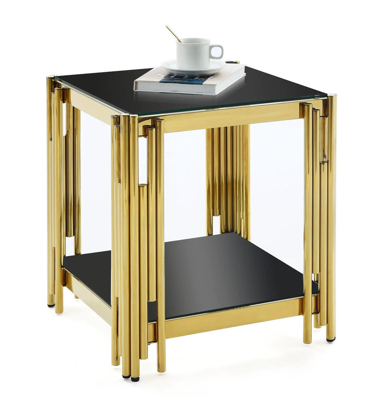 Square End Table With Tempered Glass Top For Living Room by Unique Piece Furniture