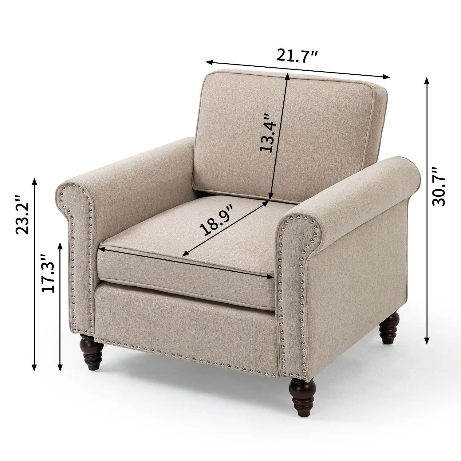 Modern Upholstered Accent Chair Armchair, Fabric Reading Living Room Side Chair, Single Sofa - Light Beige by HouseOfZazla