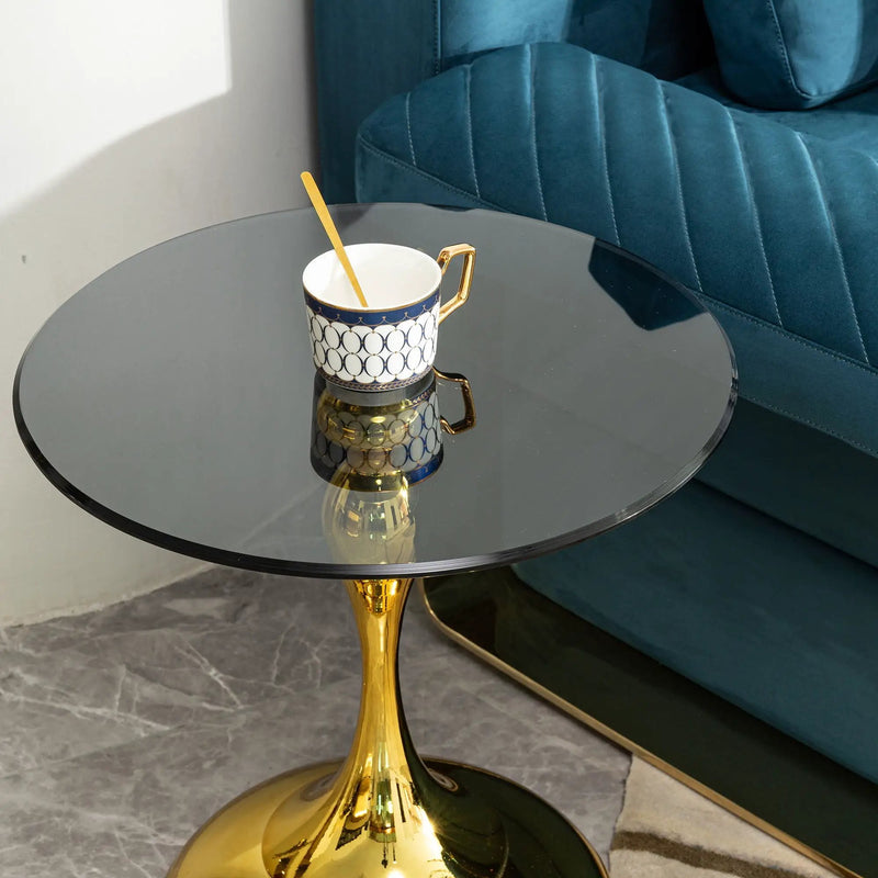 Modern Minimalist Coffee Table With Steel Legs And Tempered Glass Top by HouseOfZazla