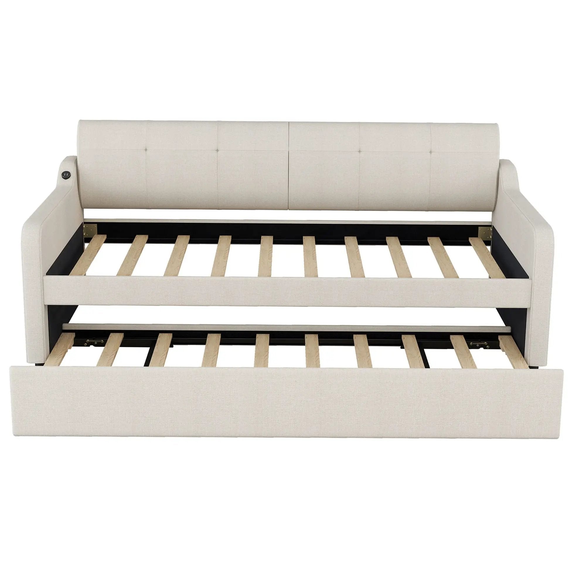 Upholstered Daybed With Trundle And USB Charging