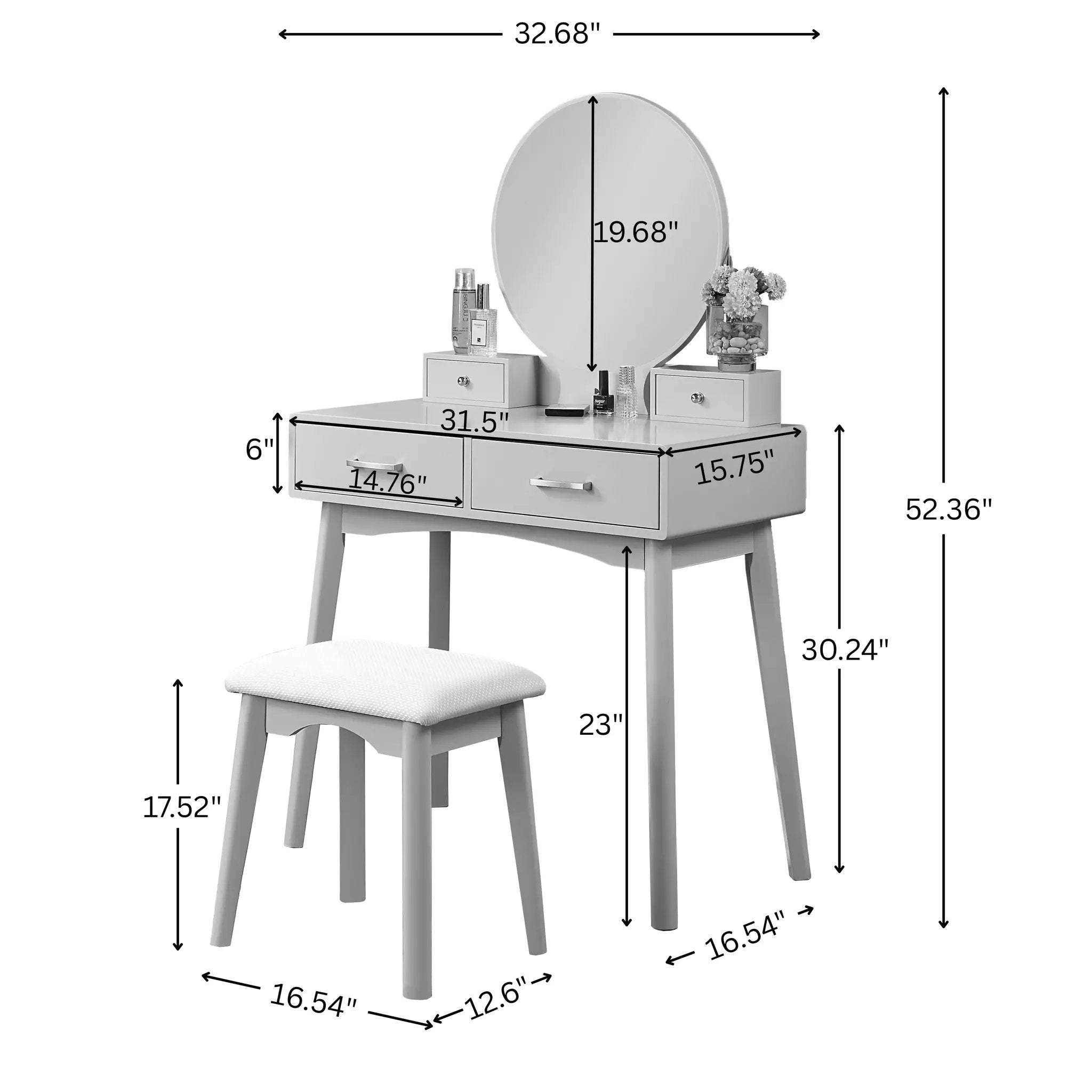 Liannon Contemporary Wood Vanity and Stool Set by HouseOfZazla