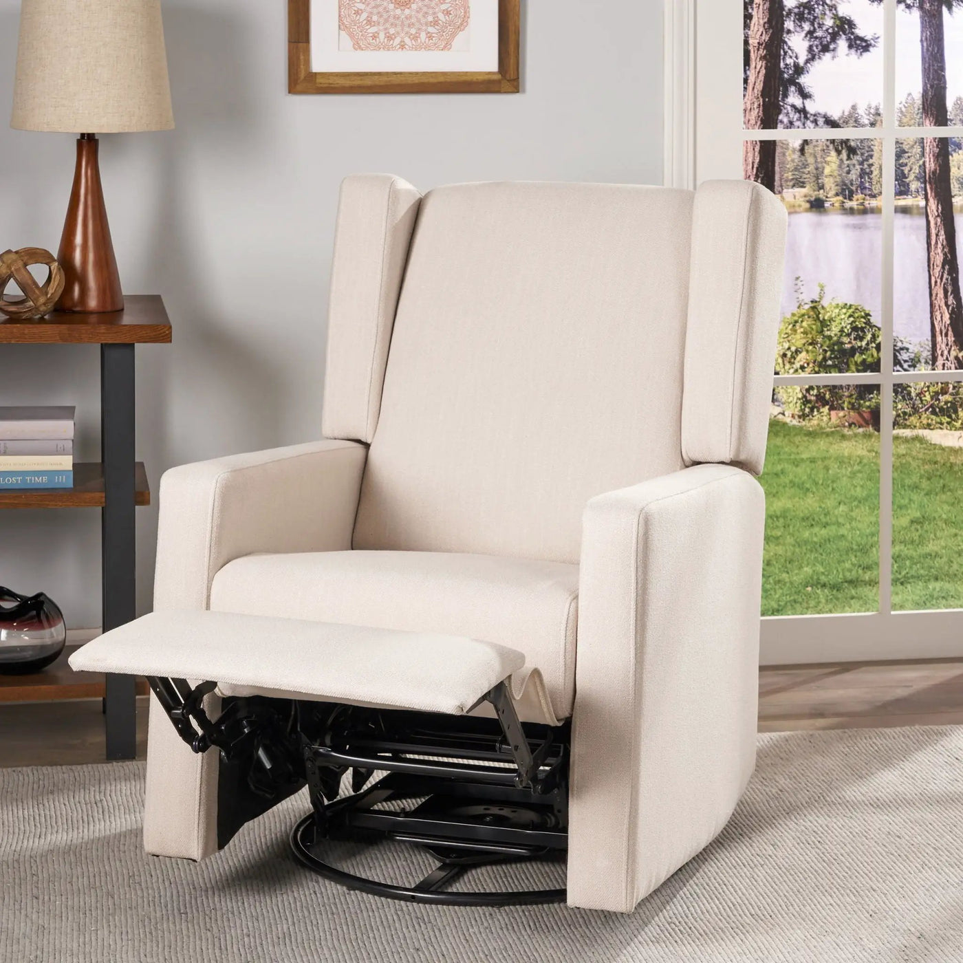 Landau Contemporary Fabric Upholstered Swivel Recliner by Unique Piece Furniture