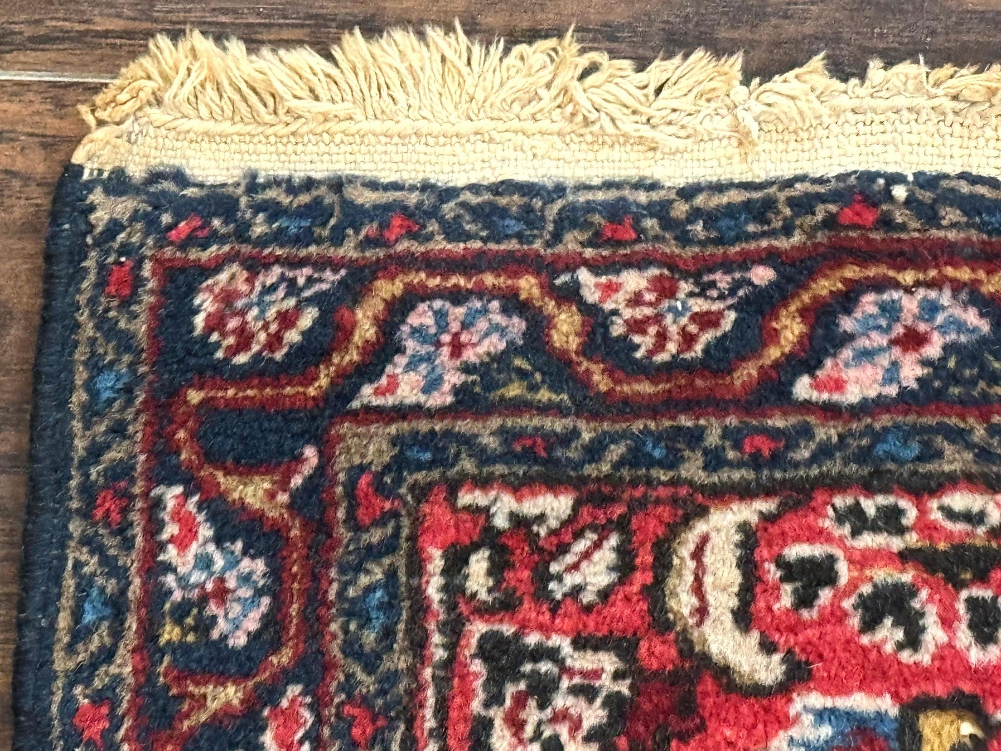 Small Antique Persian Tribal Rug 2x3, Red, Floral, Handmade, Hamadan Rug by Jewel Rugs