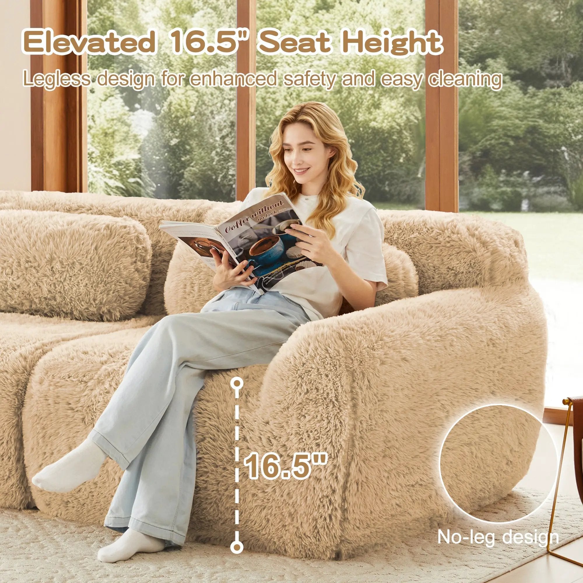 L-Shaped Soft And Fluffy Modular Sectional Sofa by HouseOfZazla