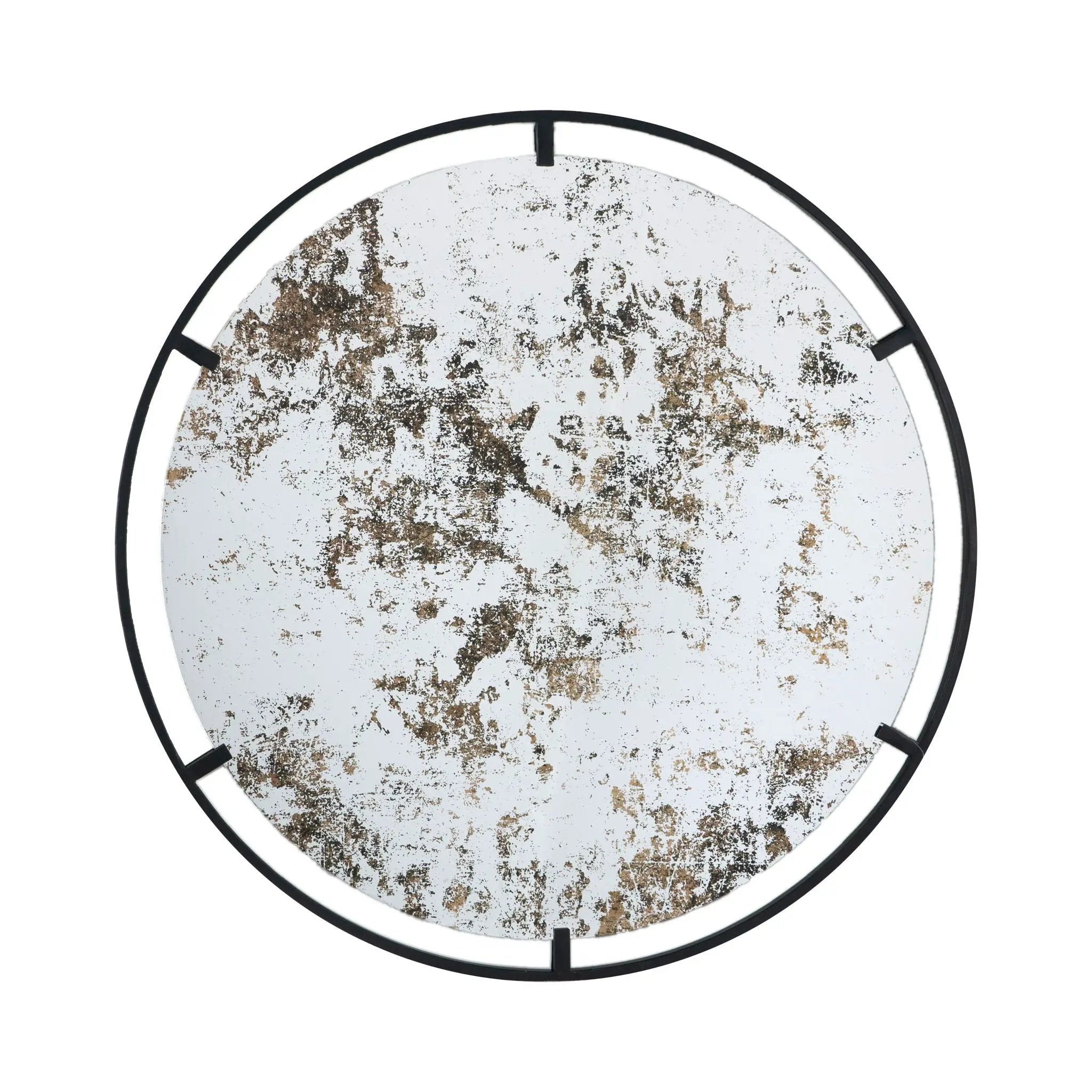 Theodor - Mirror With Industrial Design Round Mirror With Metal Frame For Wall Decor & Entryway Console Lean Against Wall - Black by Unique Piece Furniture