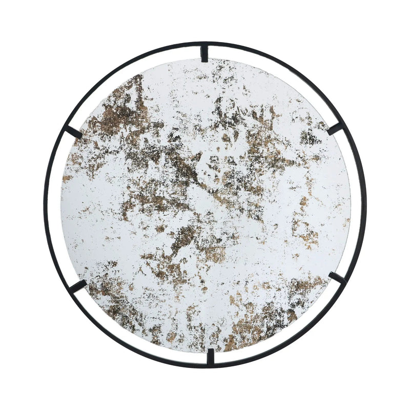 Theodor - Mirror With Industrial Design Round Mirror With Metal Frame For Wall Decor & Entryway Console Lean Against Wall - Black by Unique Piece Furniture