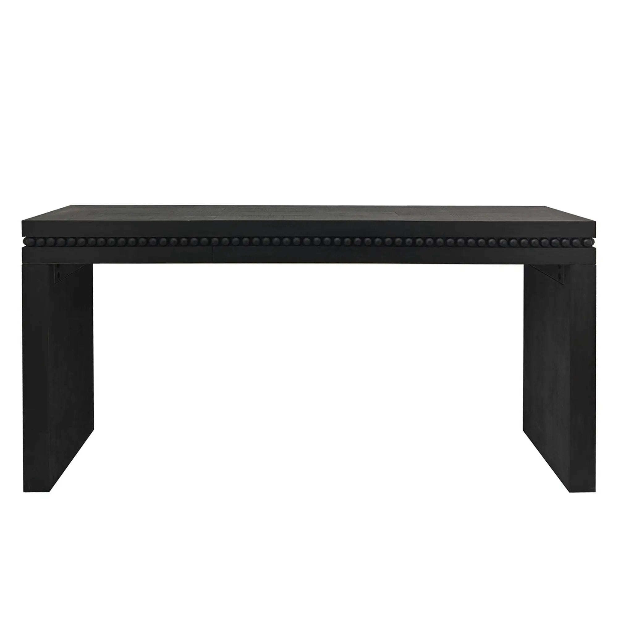 64in Modern Black Wood Console Table – Elegant Entryway Table with Decorative Beaded Trim by HouseOfZazla