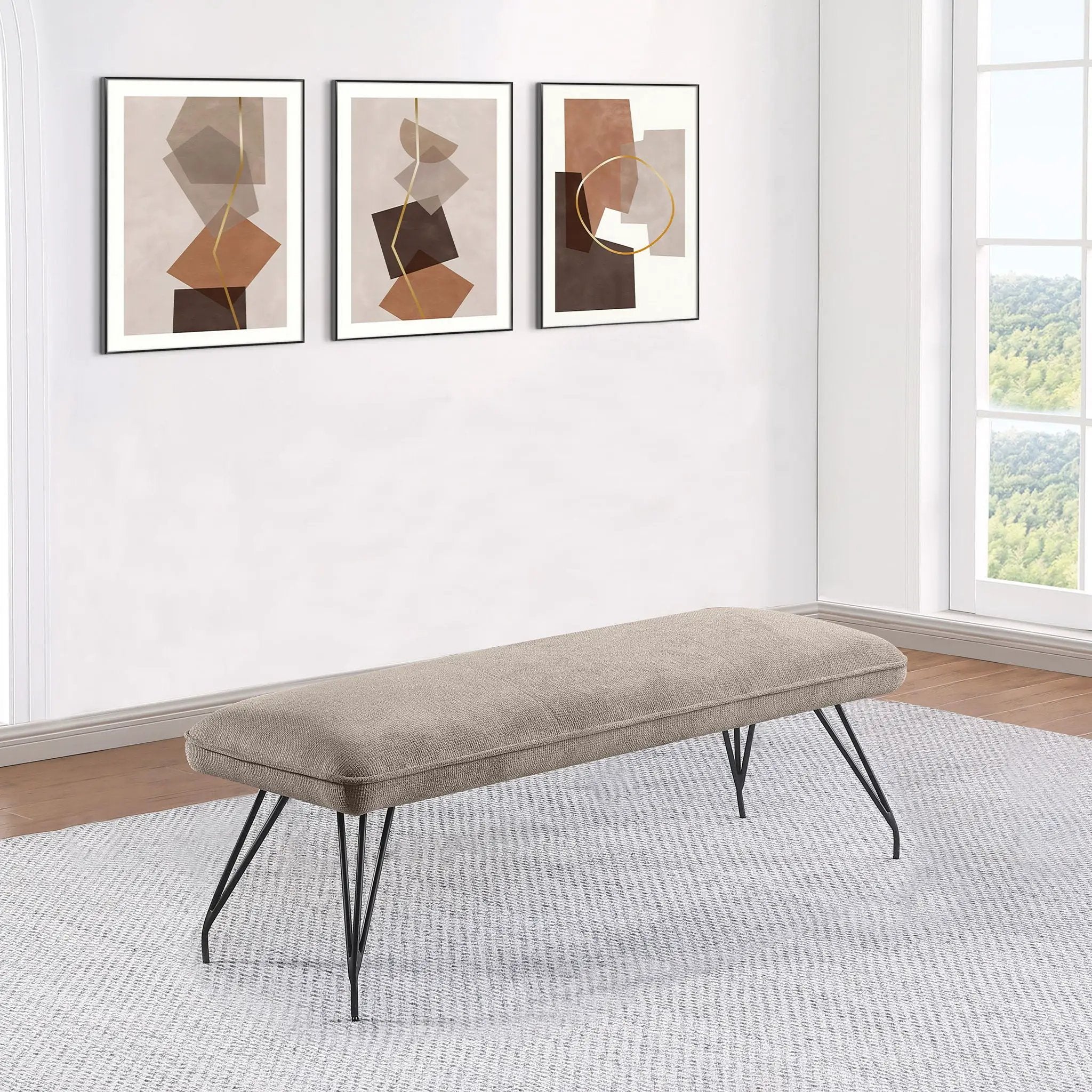 Dodson Fabric Upholstered Dining Bench Taupe by Unique Piece Furniture