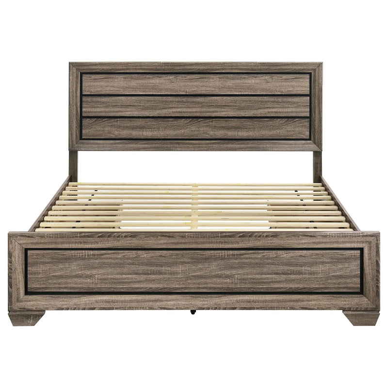 Kauffman Wood Eastern King Storage Panel Bed Washed Taupe by Unique Piece Furniture