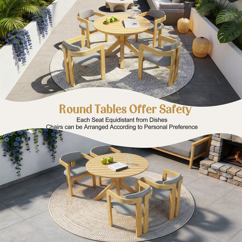5-Piece Outdoor Acacia Wood Round Dining Set by HouseOfZazla