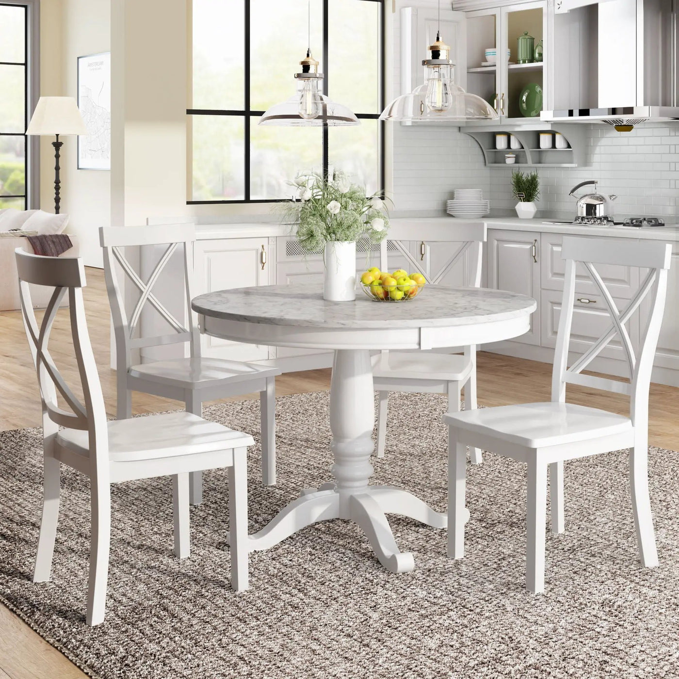5 Pieces Dining Table And Chairs Set For 4 Persons, Kitchen Room Solid Wood Table With 4 Chairs by Unique Piece Furniture