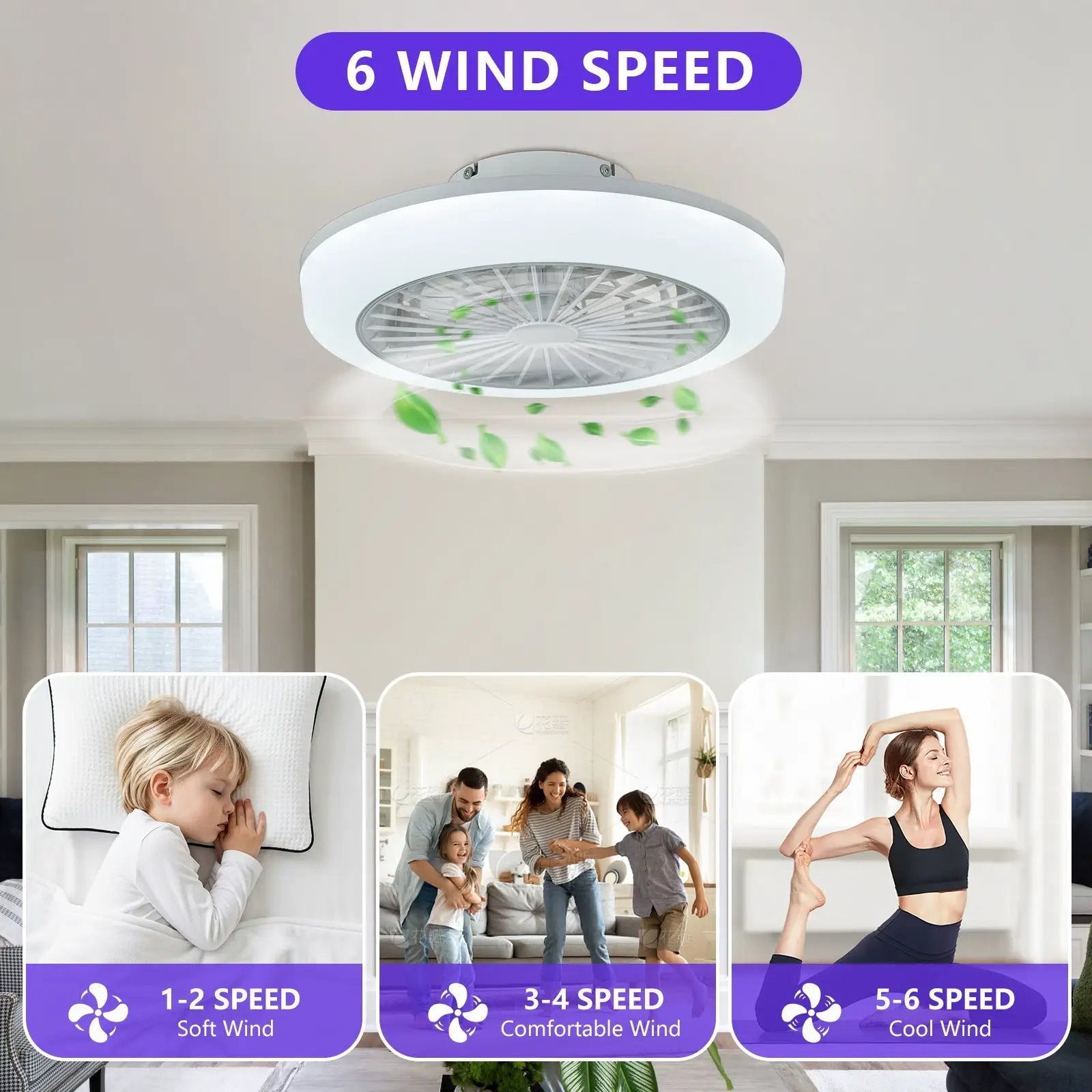 18 Inch Ceiling Fan with RGB Light and Remote Control by HouseOfZazla