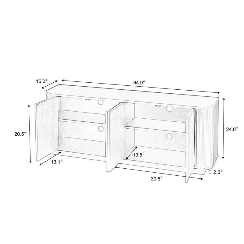 Sideboard Storage Cabinet TV Stand with Wave Pattern by HouseOfZazla