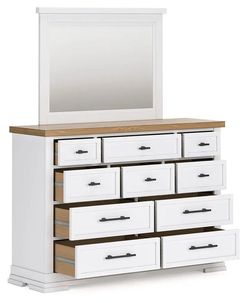 Ashbryn - Dresser And Mirror - White / Natural by Unique Piece Furniture