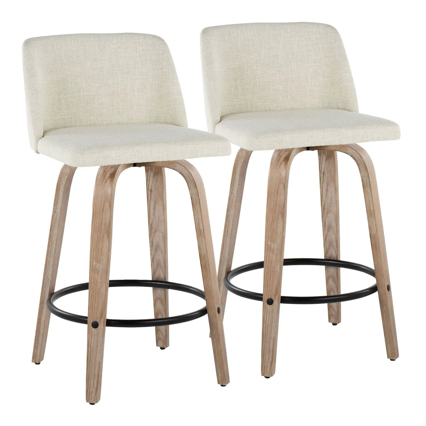 Toriano - Contemporary Fixed Height Counter Stool Swivel & Round Footrest (Set of 2) by HouseOfZazla