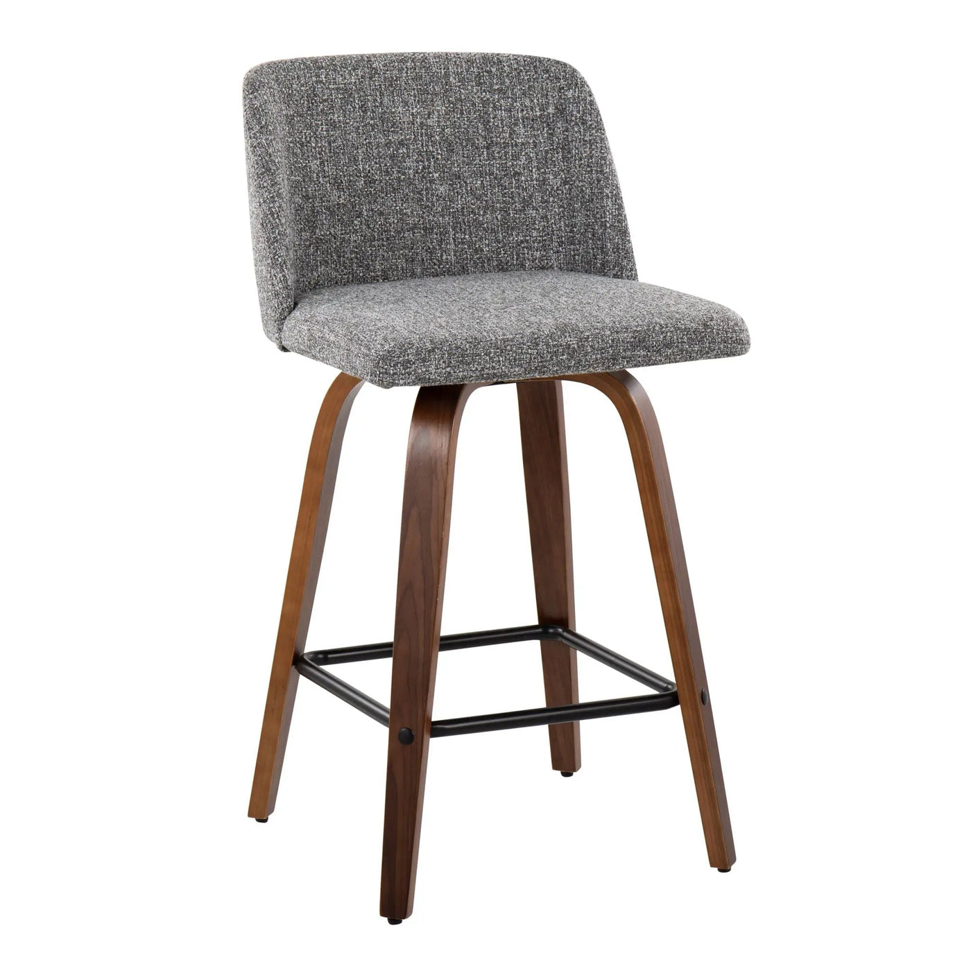 Toriano - Mid Century Modern Fixed Height Counter Stool & Square Footrest (Set of 2) by HouseOfZazla