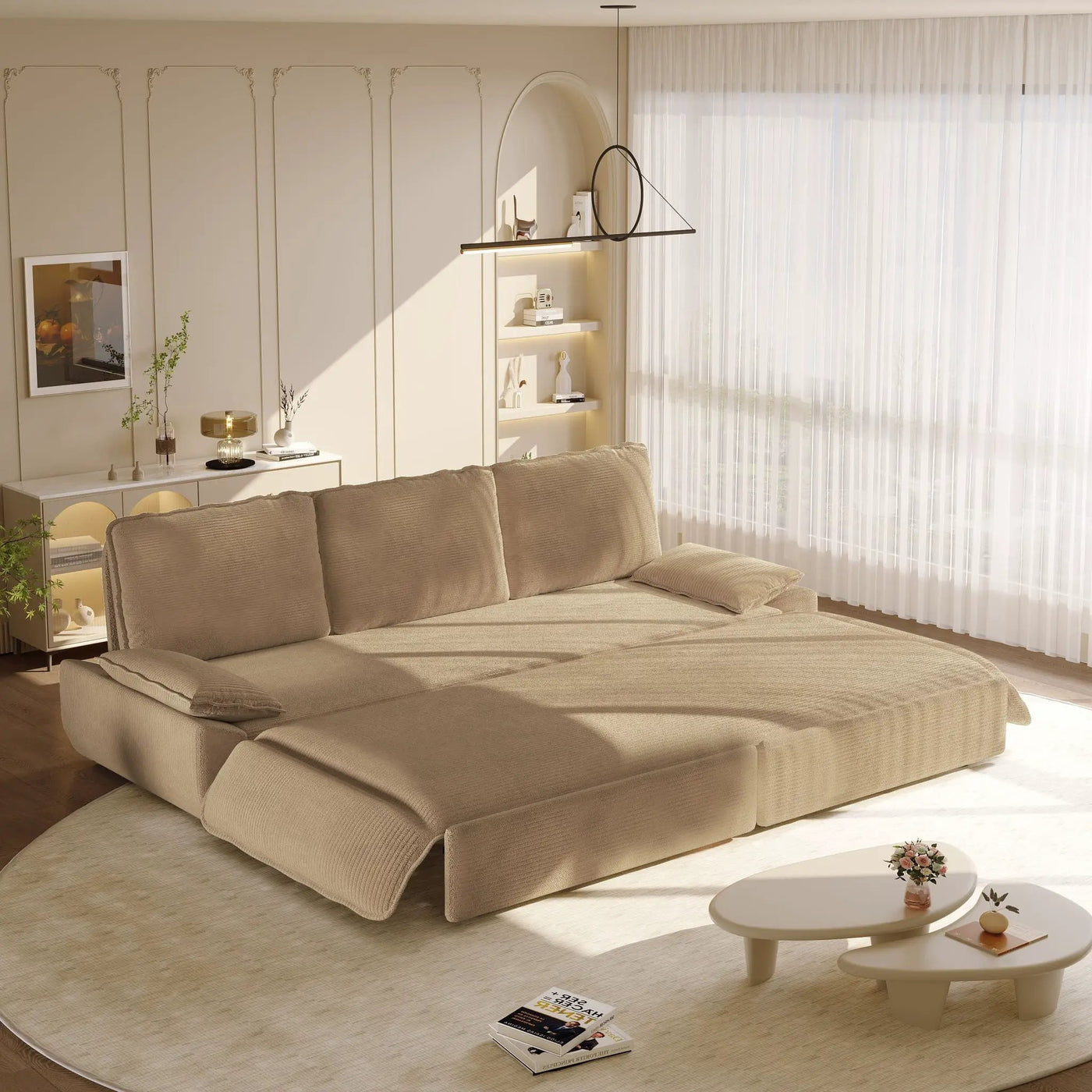 King Size Pull Out Sofa Bed, 3 In 1 Convertible Multifunctional by HouseOfZazla