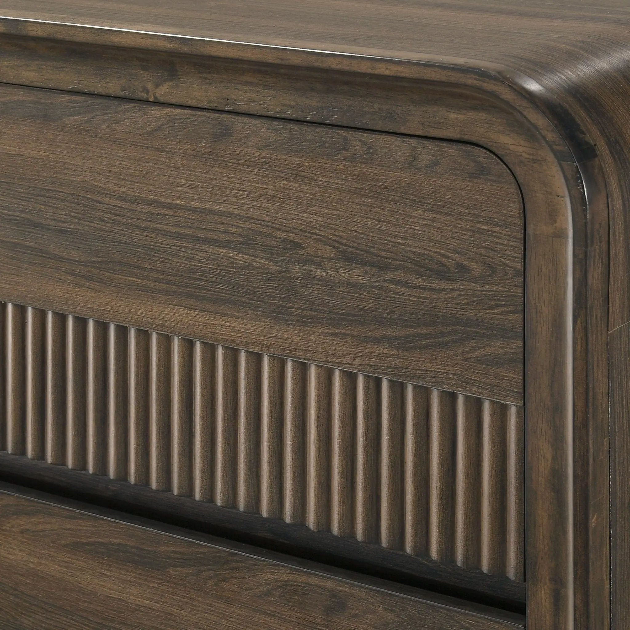 Flair Rounded Edges Nightstand, 2 Drawer Storage - Brown by Unique Piece Furniture