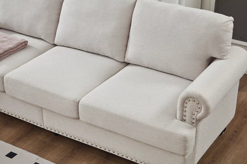 83" Modern Classic Design with Nails Living Room Three Seater Sofa by HouseOfZazla