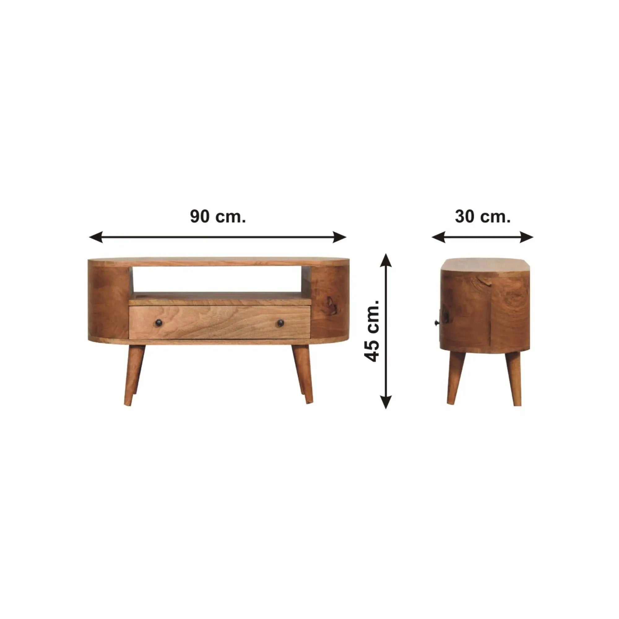Modern Mini Rounded Entertainment Unit - Oak by Unique Piece Furniture
