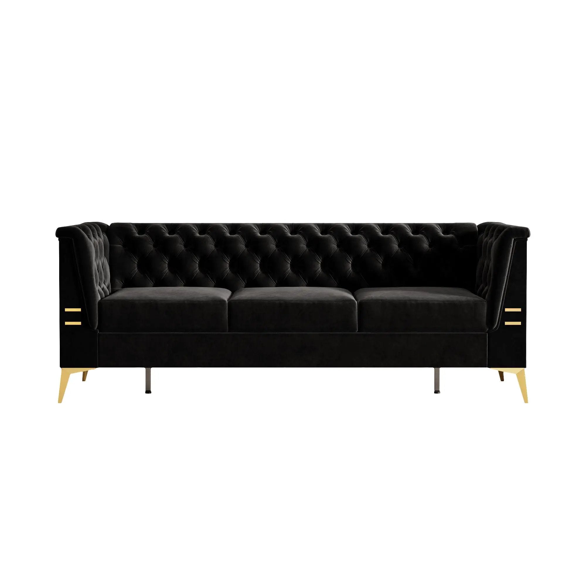 Luxurious Sofa With Legs, Modern Chesterfield Design, Tufted Upholstery, 3 Seat Couch For Living Room And Office by HouseOfZazla