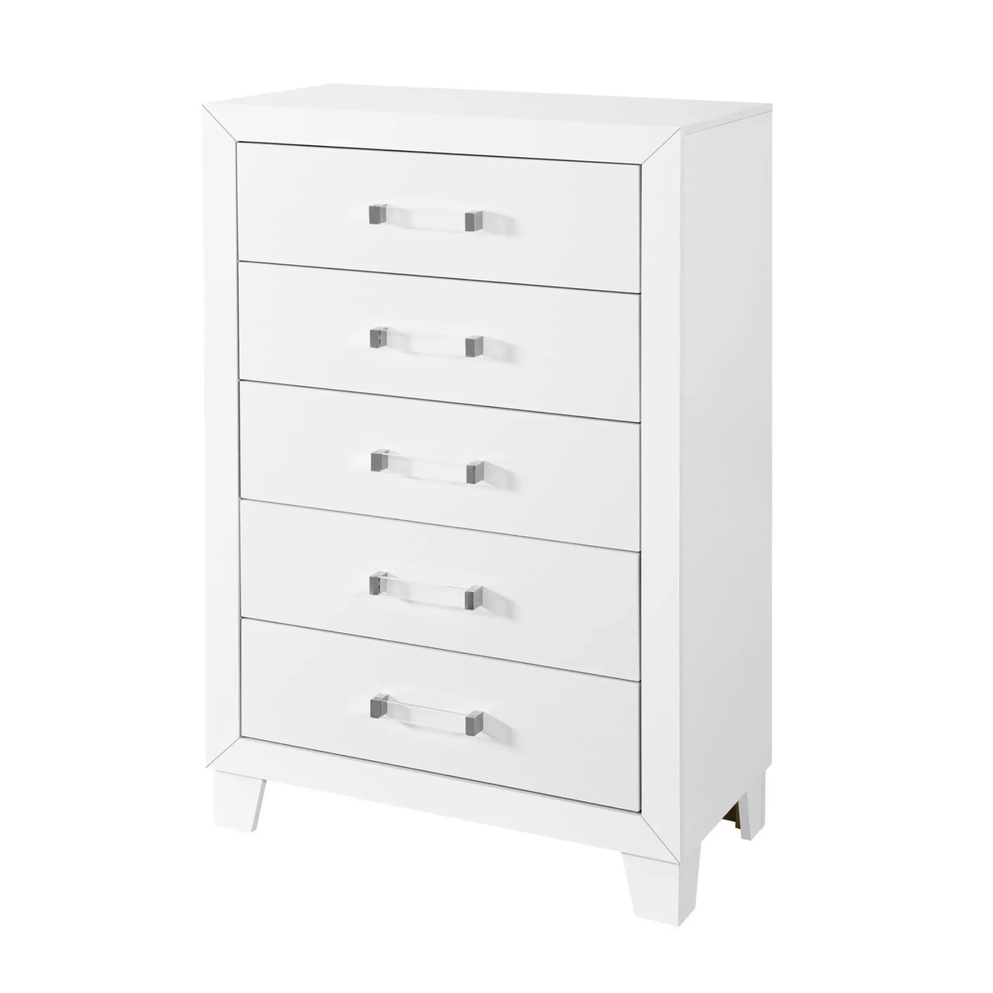 OMODA White 5 Drawer Modern Chest by HouseOfZazla