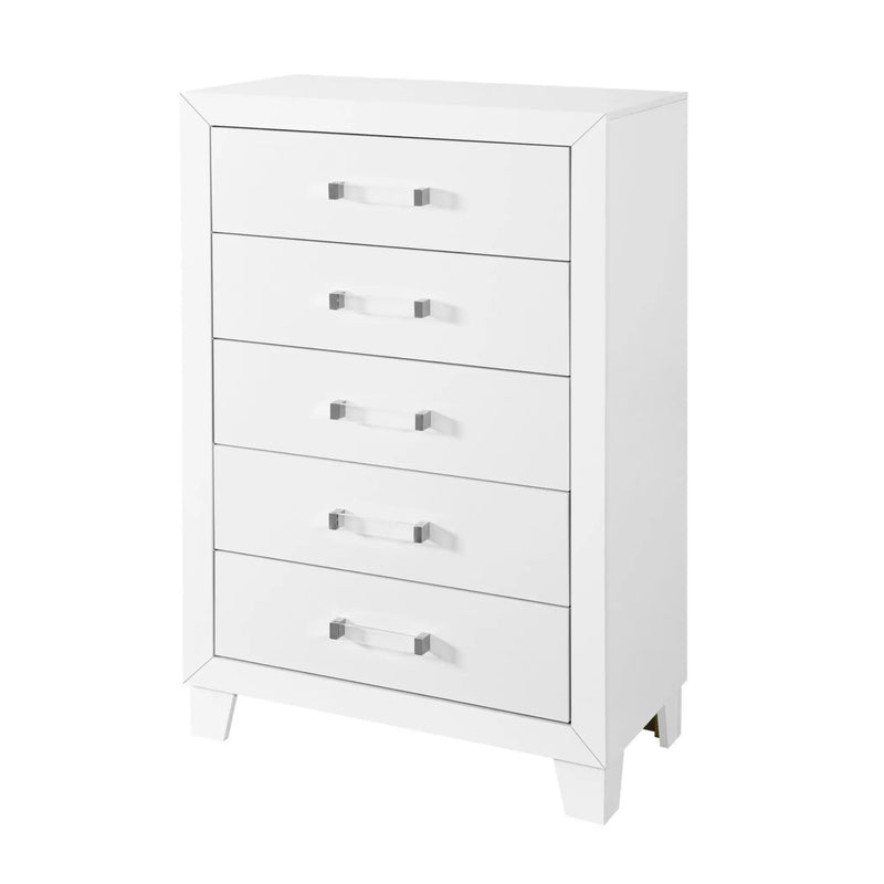 OMODA White 5 Drawer Modern Chest by HouseOfZazla