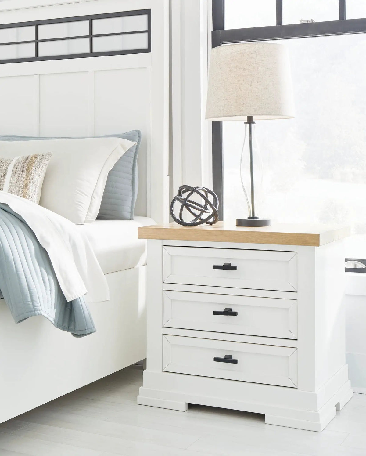 Ashbryn - Three Drawer Night Stand - White / Natural by Unique Piece Furniture