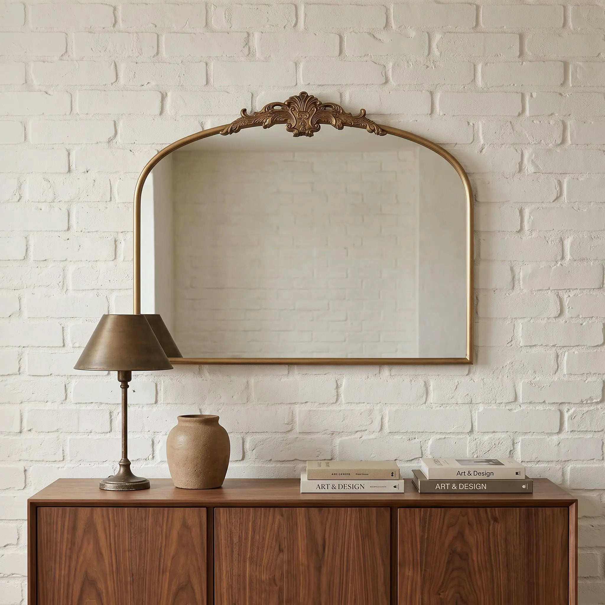 32''x24.4'' Baroque Vintage Arched Wall Mirror by HouseOfZazla