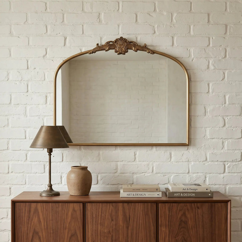 32"x24.4" Baroque Vintage Arched Wall Mirror by HouseOfZazla