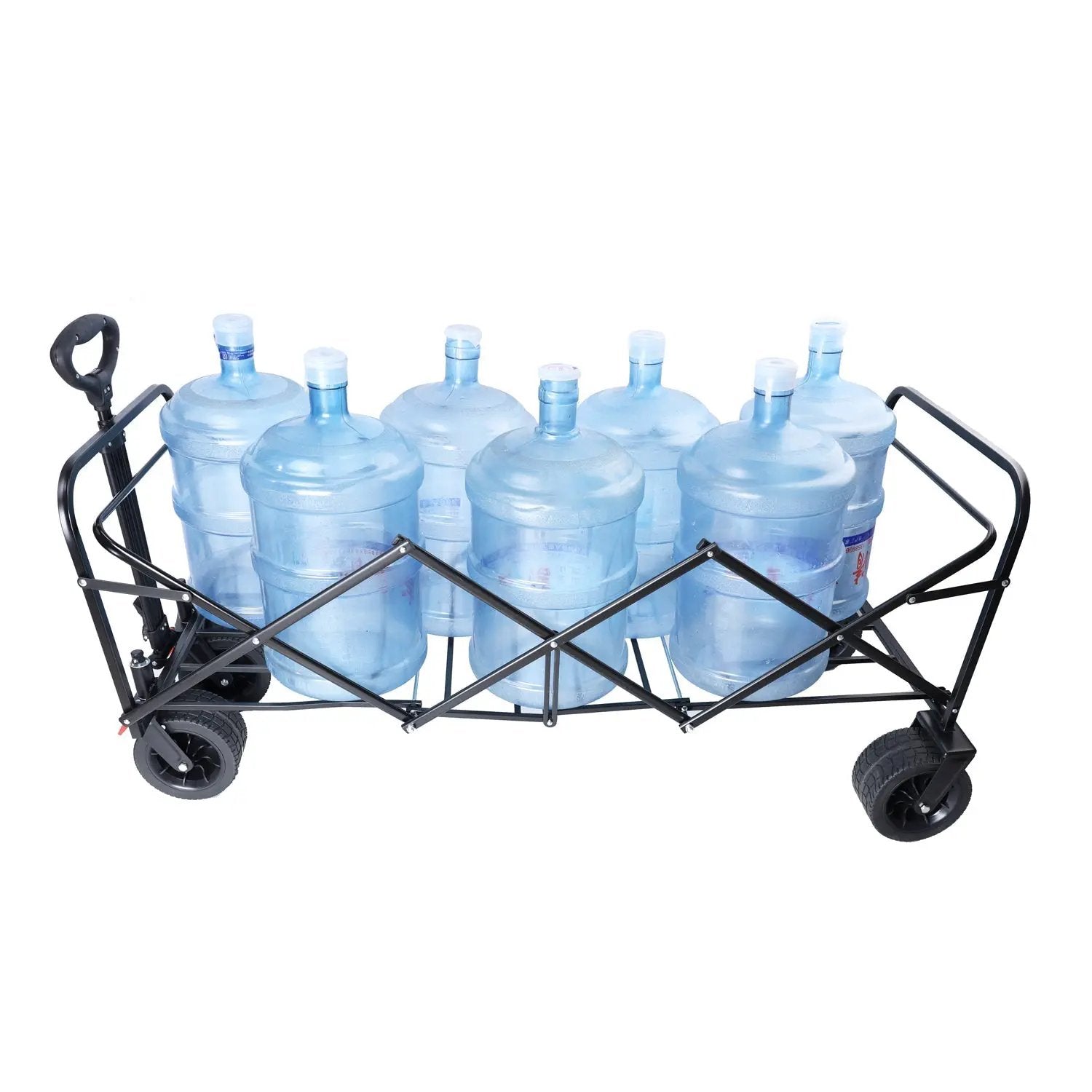 Big Large Capacity Folding Wagon Cart with Extender (Black + Orange) by HouseOfZazla