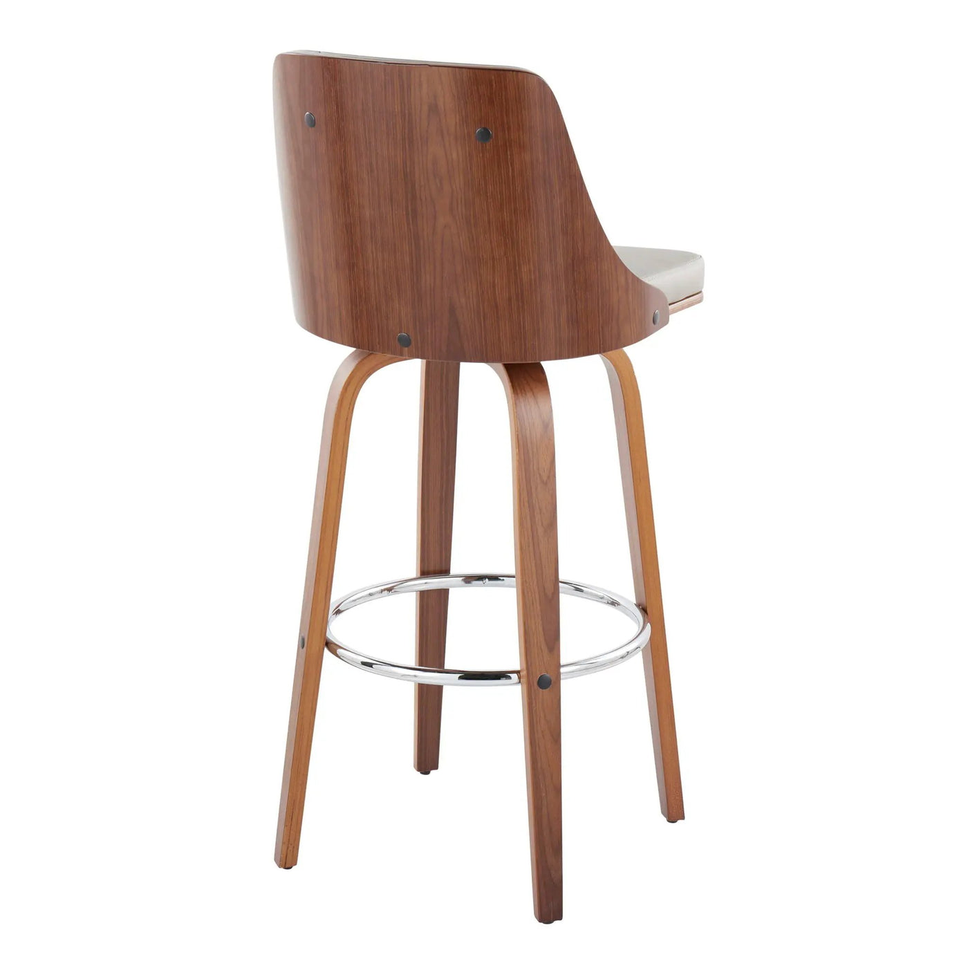 Gianna - Mid Century Modern Fixed Height Barstool With Swivel With Round Footrest (Set of 2) by HouseOfZazla