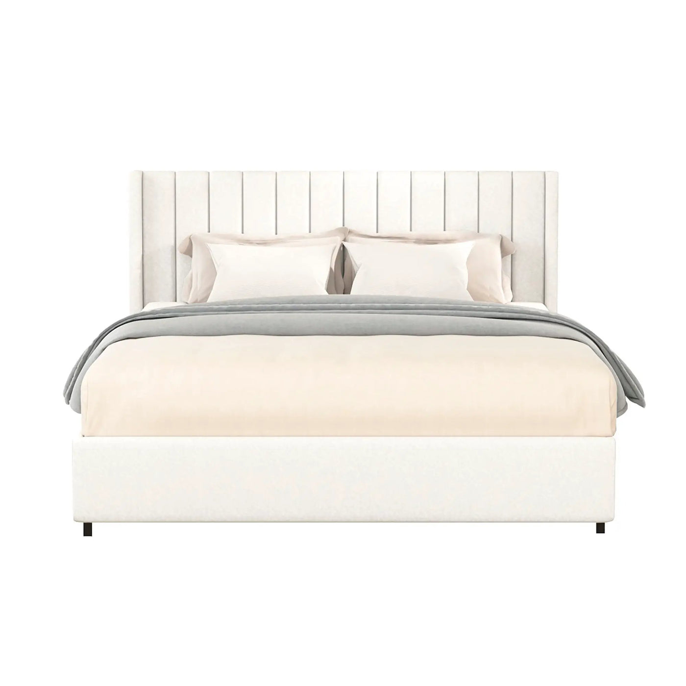 Anda - Boucle Upholstered Platform Bed With Patented Drawers Storage - Ivory by Unique Piece Furniture