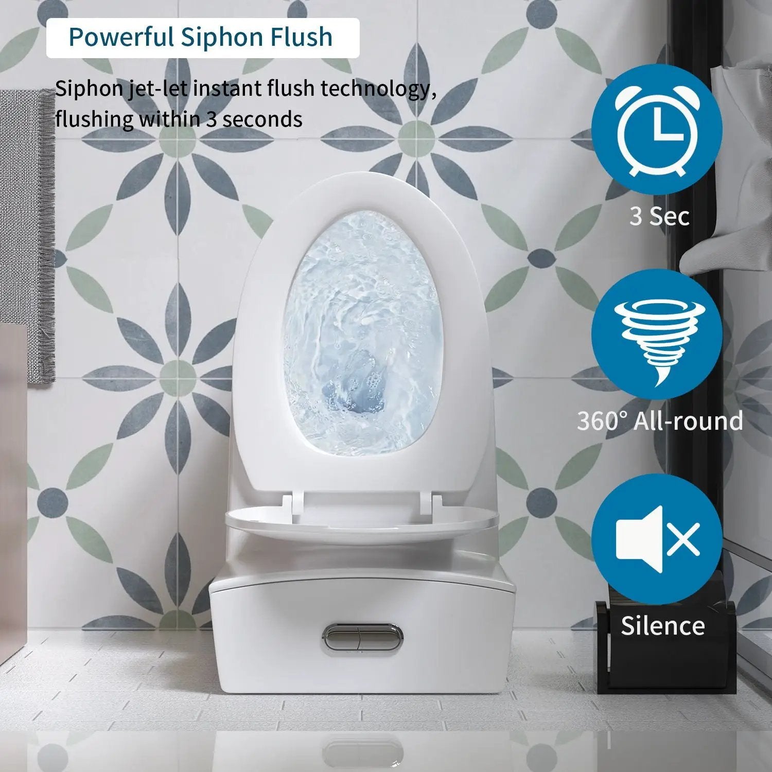Glossy Tornado Flush 1 Piece Toilet With Dual Flush, Soft Close Seat - Gloss White by HouseOfZazla
