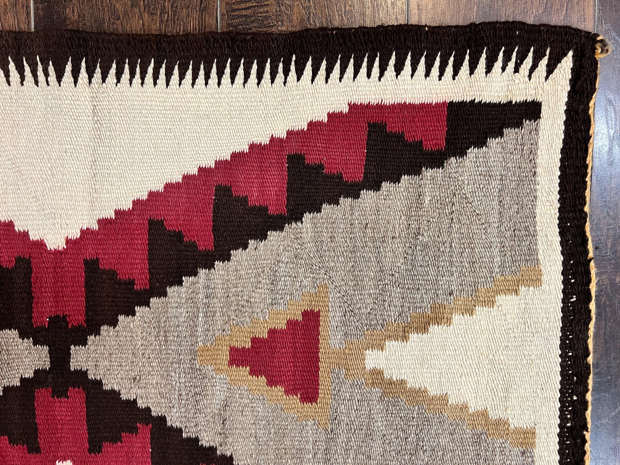 Antique Navajo Rug 2x4, Collectible Native American Wool Handmade Rug, Ivory Black Red Gray, Vintage Navajo Textile by Jewel Rugs