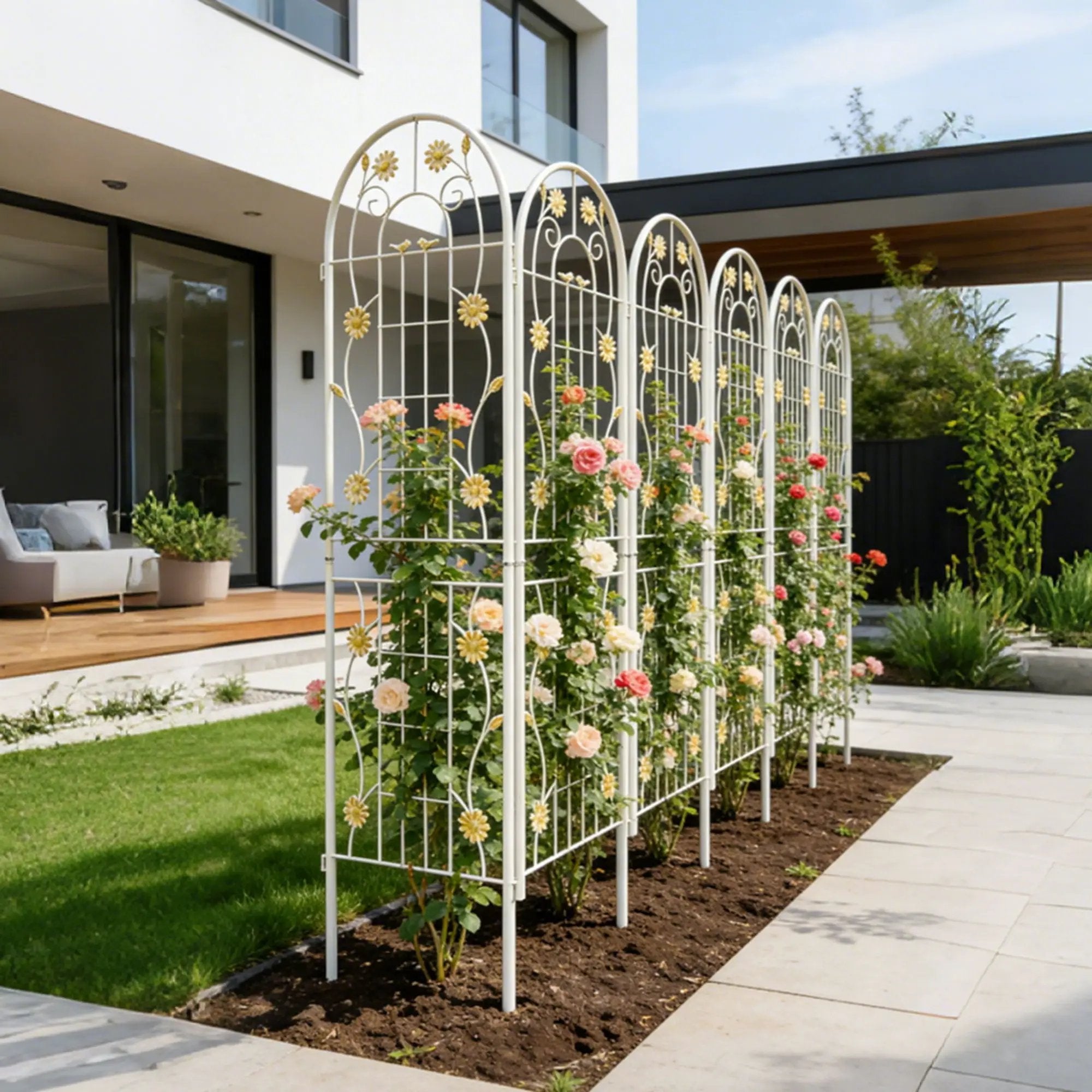 Metal Garden Trellis Rustproof Trellis For Climbing Plant Outdoor Flower Support by HouseOfZazla
