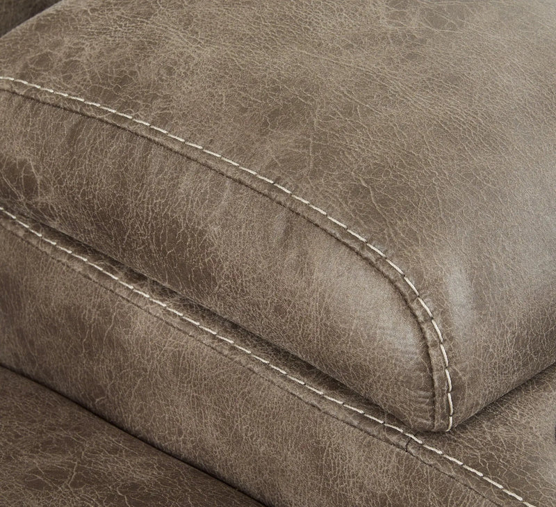Ravenel - 3-Piece Power Reclining Sectional With Laf Power Reclining Loveseat With Console - Faux Leather - Fossil by Unique Piece Furniture