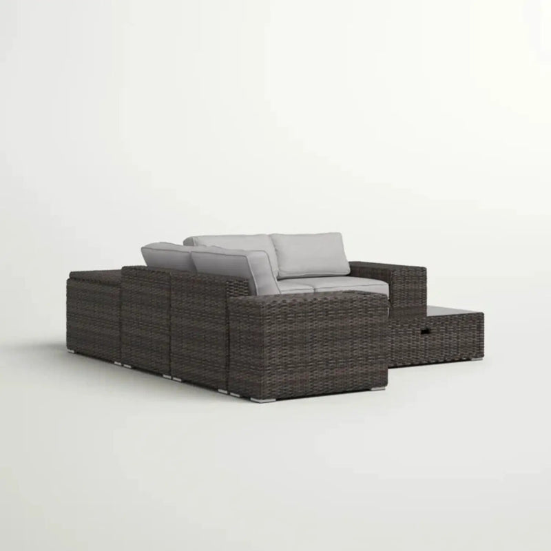 Modern Patio Rattan Sectional Set With Cushions by HouseOfZazla
