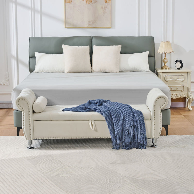 Storage Bench With Crystal Buttons And 1 Pillow For Bedroom by HouseOfZazla