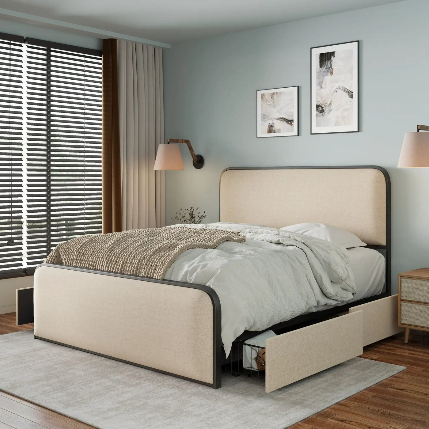 Modern Bed With Curved Upholstered Headboard and Footboard by HouseOfZazla