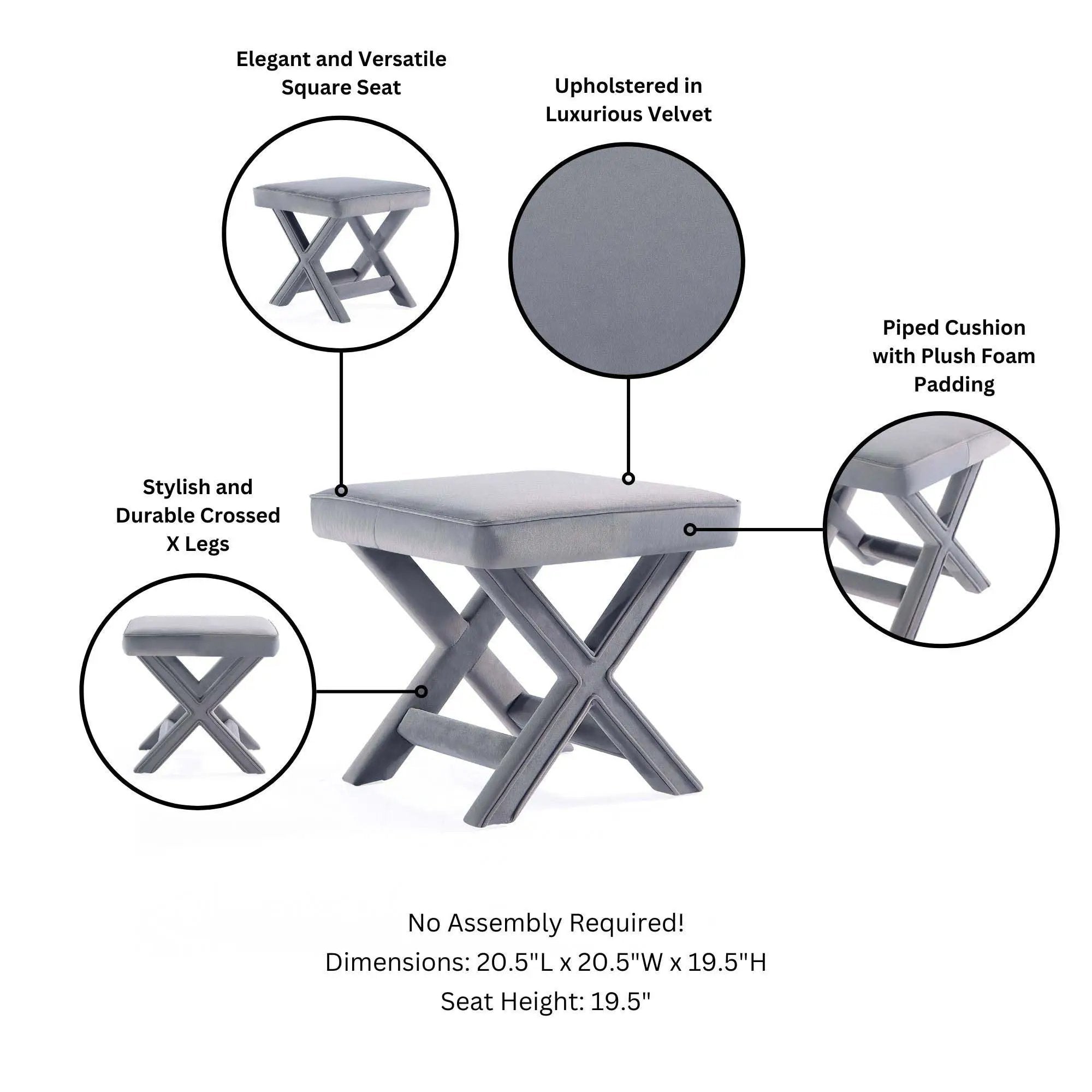 Abigail - Accent Bench With Piped Cushion by HouseOfZazla