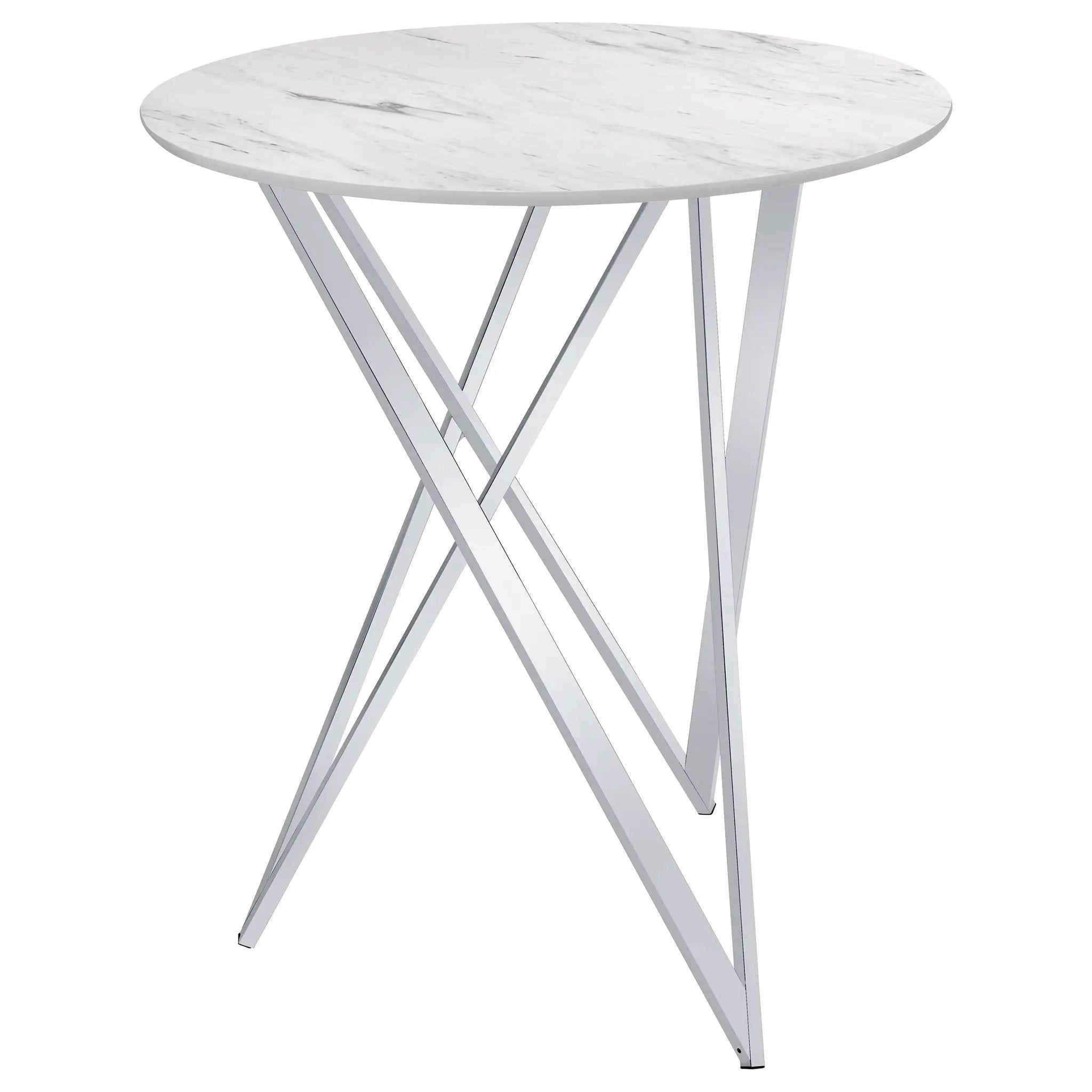 Bexter Round 35-inch Faux Marble Bistro Bar Table Chrome by Unique Piece Furniture
