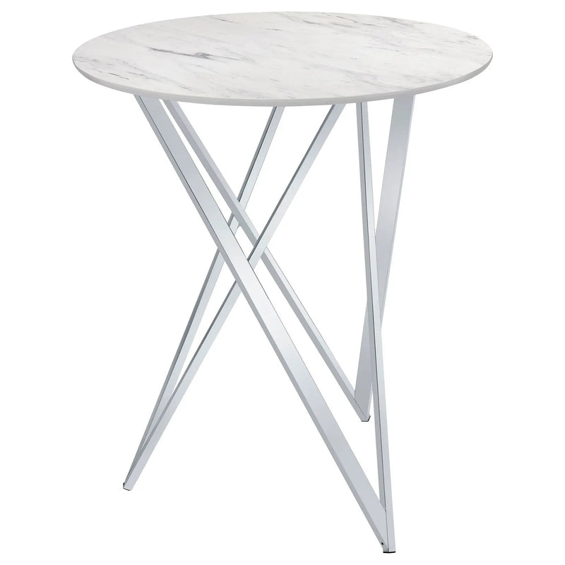 Bexter Round 35-inch Faux Marble Bistro Bar Table Chrome by Unique Piece Furniture