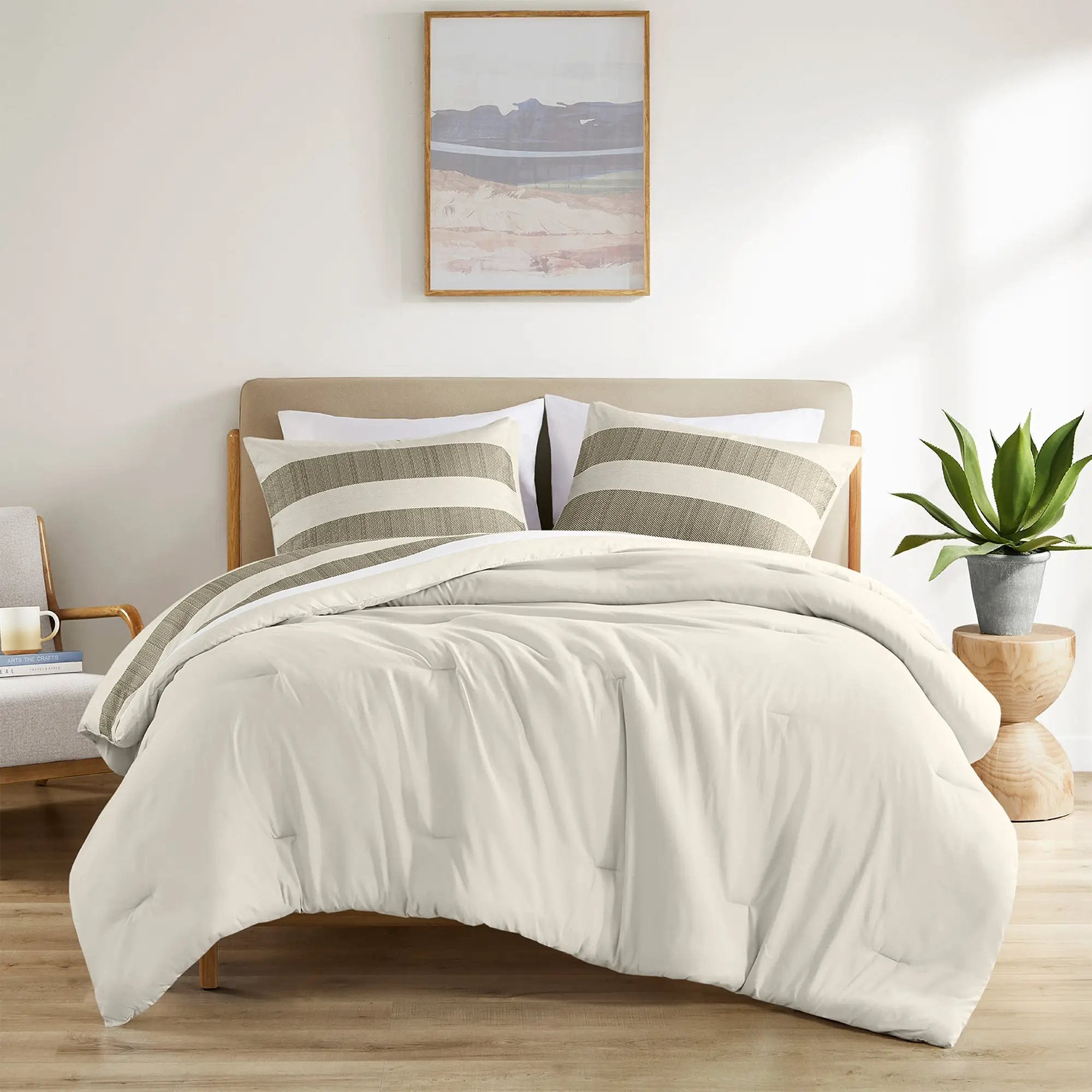 3-Piece King/Cal King Stripe Textured Print Comforter Set by HouseOfZazla