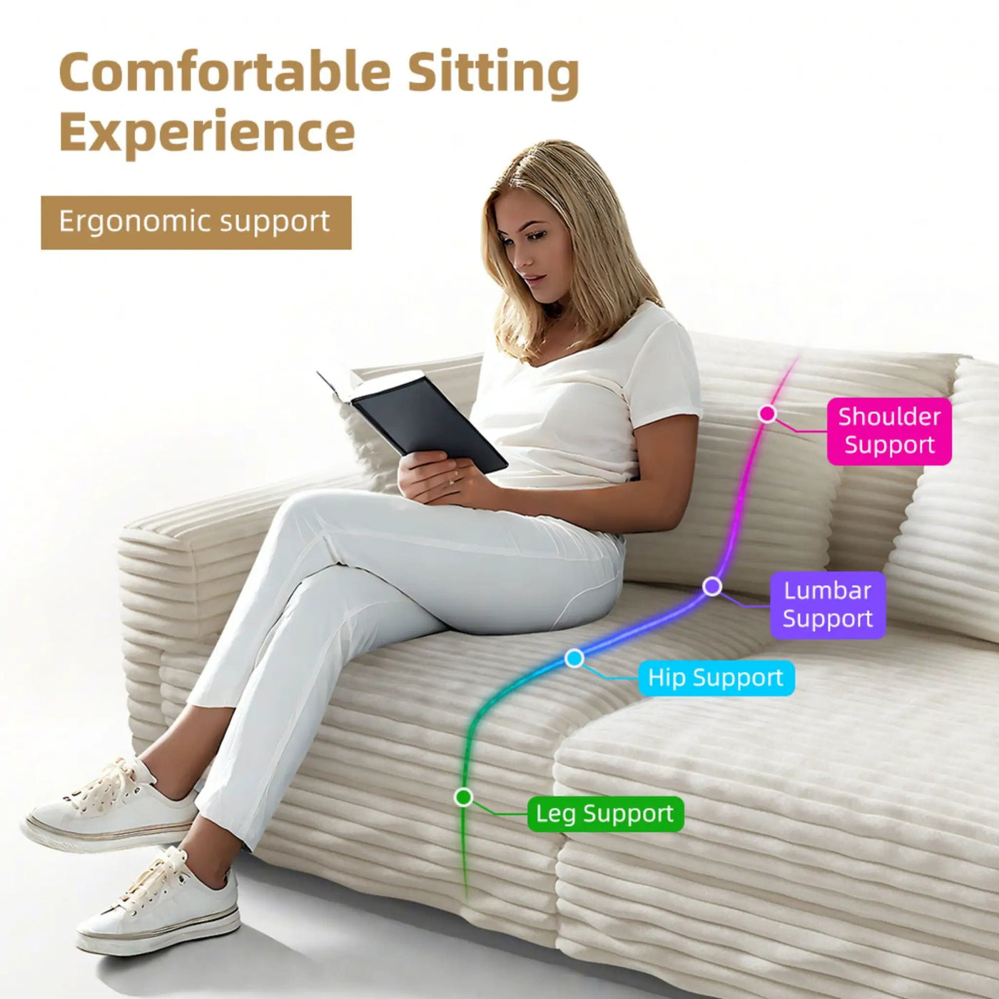 Deep Seat Convertible Sofa With Soft Pillows And Ottomans by HouseOfZazla