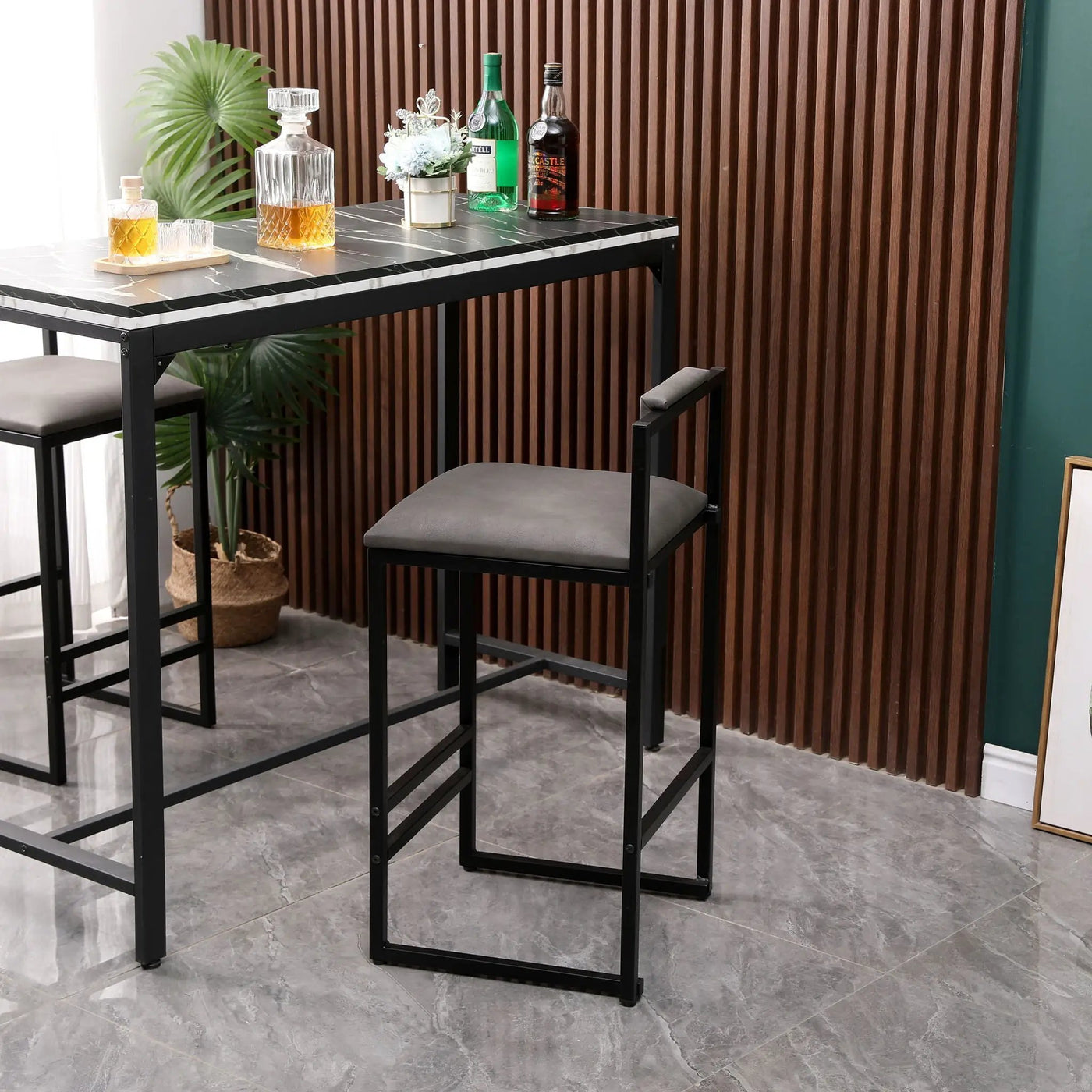 Elegant Bar Stool Set With Backrest And Footrest, Counter Height (Set of 2) by Unique Piece Furniture